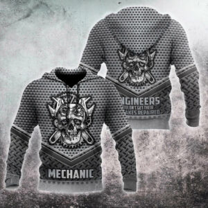 Mechanic Skull 3D Hoodie For Men