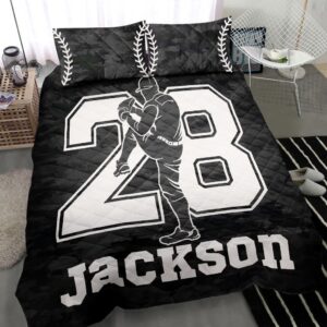 Personalized Baseball Quilt Set Baseball Boy Black Pitcher