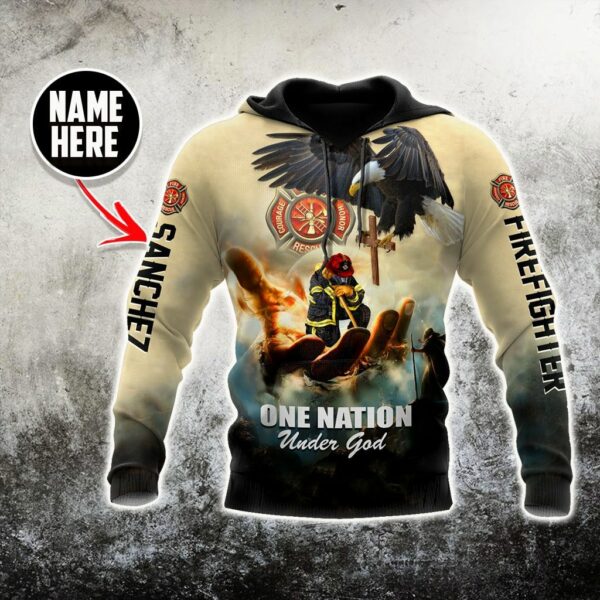 Personalized Firefighter 3D Hoodie One Nation Under God