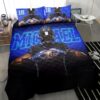 Personalized Football Quilt Set America Football Blue Black 3D