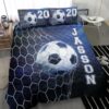 Personalized Soccer Quilt Set Soccer Ball In Net Blue