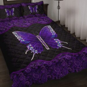Purple Butterfly Quilt Set