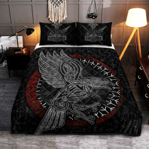 Raven Rune Viking Quilt Set