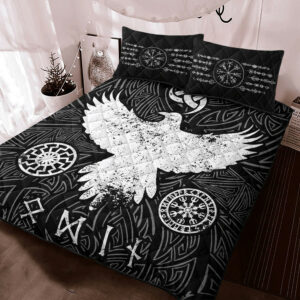 Viking Quilt Set Raven Vegvisir