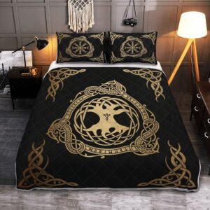 Viking Quilt Set Yggdrasil Tree Of Life Vegvisir