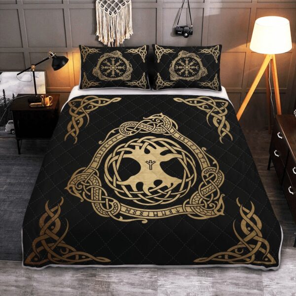 Viking Quilt Set Yggdrasil Tree Of Life Vegvisir