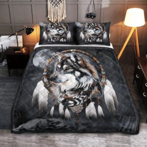 Wolf Dreamcatcher Native American Quilt Set